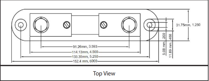 Size 6013 - DC Ammeter Shunts Top View