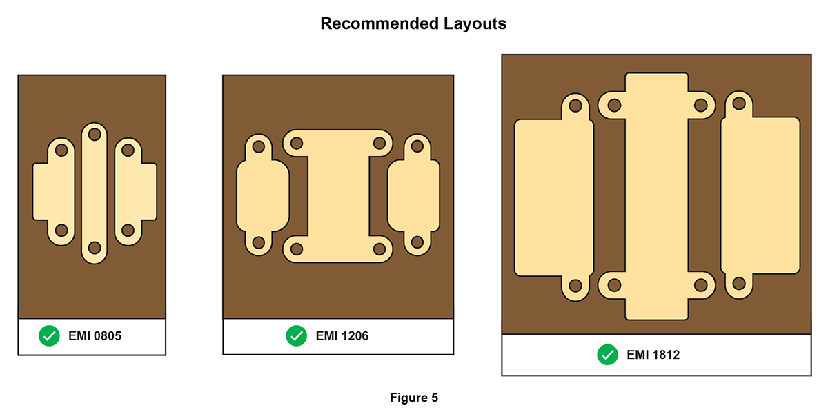 Large EMI capacitor recommended layout